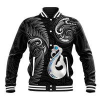 Personalised New Zealand Baseball Jacket Aotearoa Silver Fern With Manaia Maori Unique Black - Wonder Print Shop