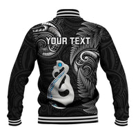 Personalised New Zealand Baseball Jacket Aotearoa Silver Fern With Manaia Maori Unique Black - Wonder Print Shop