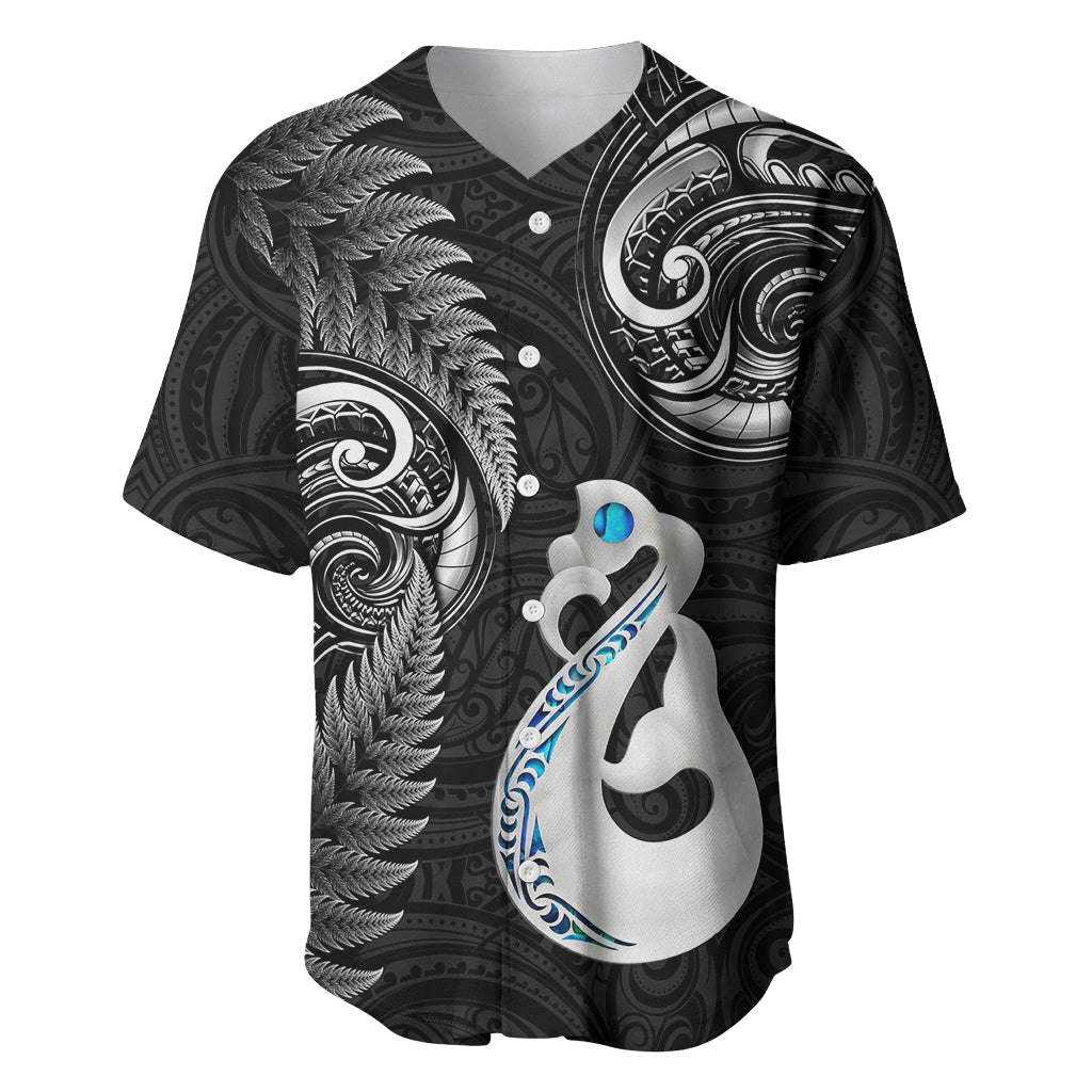 Personalised New Zealand Baseball Jersey Aotearoa Silver Fern With Manaia Maori Unique Black - Wonder Print Shop