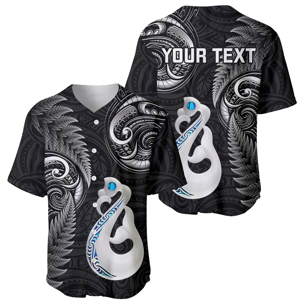 Personalised New Zealand Baseball Jersey Aotearoa Silver Fern With Manaia Maori Unique Black - Wonder Print Shop
