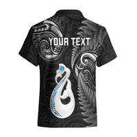 Personalised New Zealand Hawaiian Shirt Aotearoa Silver Fern With Manaia Maori Unique Black - Wonder Print Shop
