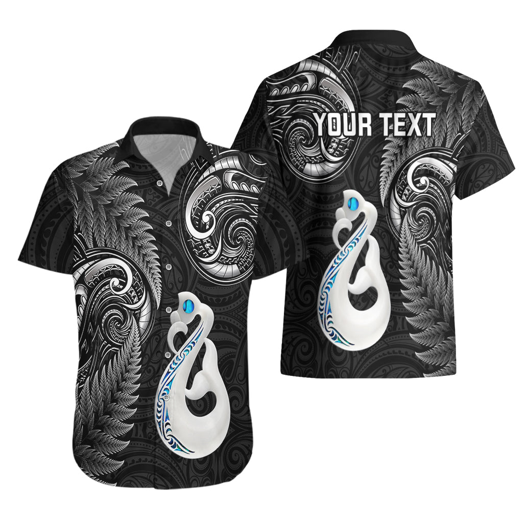 Personalised New Zealand Hawaiian Shirt Aotearoa Silver Fern With Manaia Maori Unique Black - Wonder Print Shop