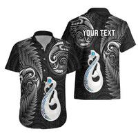 Personalised New Zealand Hawaiian Shirt Aotearoa Silver Fern With Manaia Maori Unique Black - Wonder Print Shop
