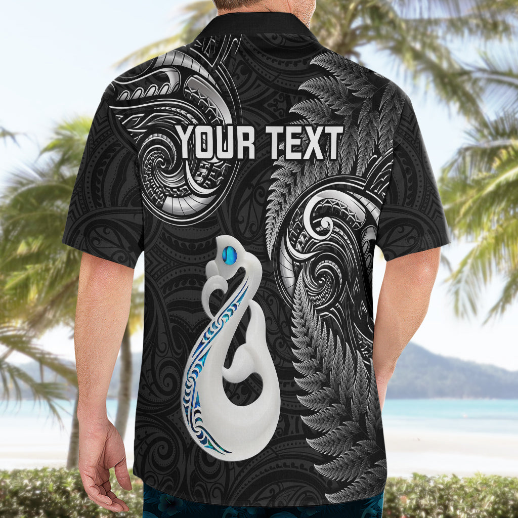 Personalised New Zealand Hawaiian Shirt Aotearoa Silver Fern With Manaia Maori Unique Black - Wonder Print Shop
