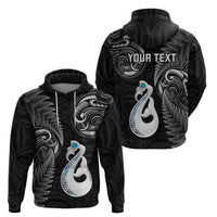 Personalised New Zealand Hoodie Aotearoa Silver Fern With Manaia Maori Unique Black - Wonder Print Shop
