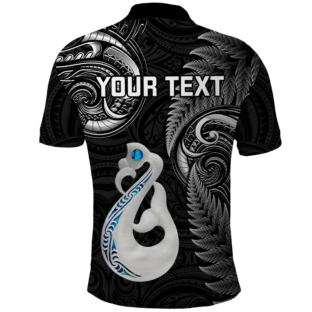 Personalised New Zealand Polo Shirt Aotearoa Silver Fern With Manaia Maori Unique Black - Wonder Print Shop