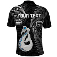 Personalised New Zealand Polo Shirt Aotearoa Silver Fern With Manaia Maori Unique Black - Wonder Print Shop