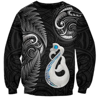 Personalised New Zealand Sweatshirt Aotearoa Silver Fern With Manaia Maori Unique Black - Wonder Print Shop