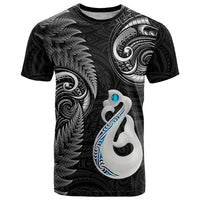 Personalised New Zealand T Shirt Aotearoa Silver Fern With Manaia Maori Unique Black - Wonder Print Shop