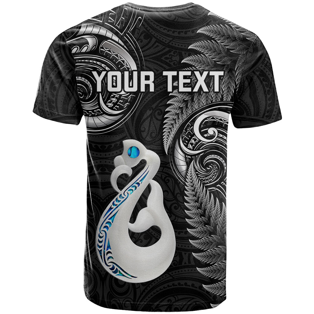 Personalised New Zealand T Shirt Aotearoa Silver Fern With Manaia Maori Unique Black - Wonder Print Shop