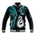 Personalised New Zealand Baseball Jacket Aotearoa Silver Fern With Manaia Maori Unique Turquoise - Wonder Print Shop