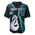 Personalised New Zealand Baseball Jersey Aotearoa Silver Fern With Manaia Maori Unique Turquoise - Wonder Print Shop