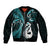 Personalised New Zealand Bomber Jacket Aotearoa Silver Fern With Manaia Maori Unique Turquoise - Wonder Print Shop