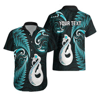 Personalised New Zealand Hawaiian Shirt Aotearoa Silver Fern With Manaia Maori Unique Turquoise - Wonder Print Shop