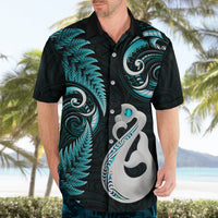 Personalised New Zealand Hawaiian Shirt Aotearoa Silver Fern With Manaia Maori Unique Turquoise - Wonder Print Shop