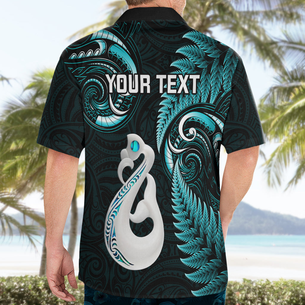 Personalised New Zealand Hawaiian Shirt Aotearoa Silver Fern With Manaia Maori Unique Turquoise - Wonder Print Shop