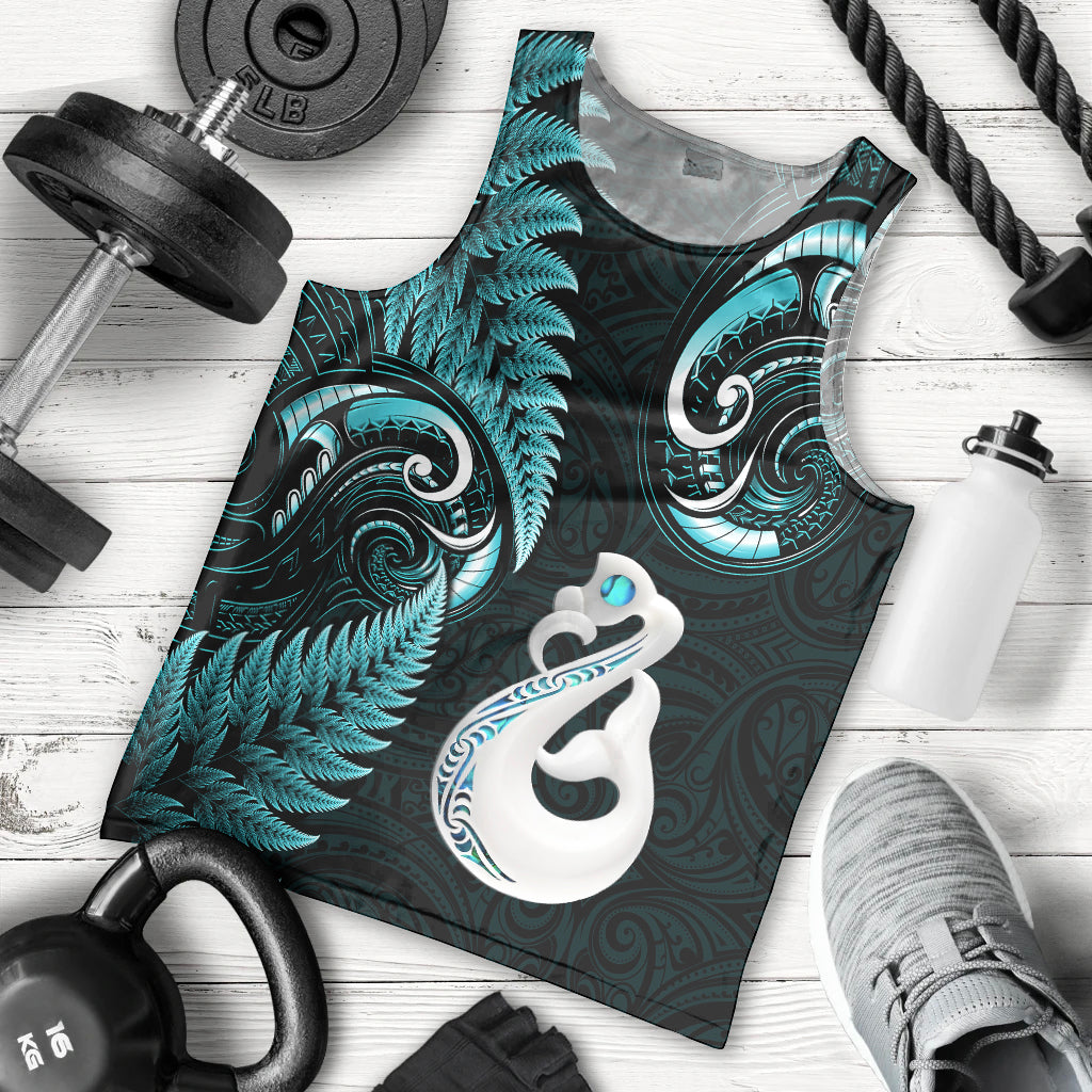 personalised-new-zealand-men-tank-top-aotearoa-silver-fern-with-manaia-maori-unique-turquoise