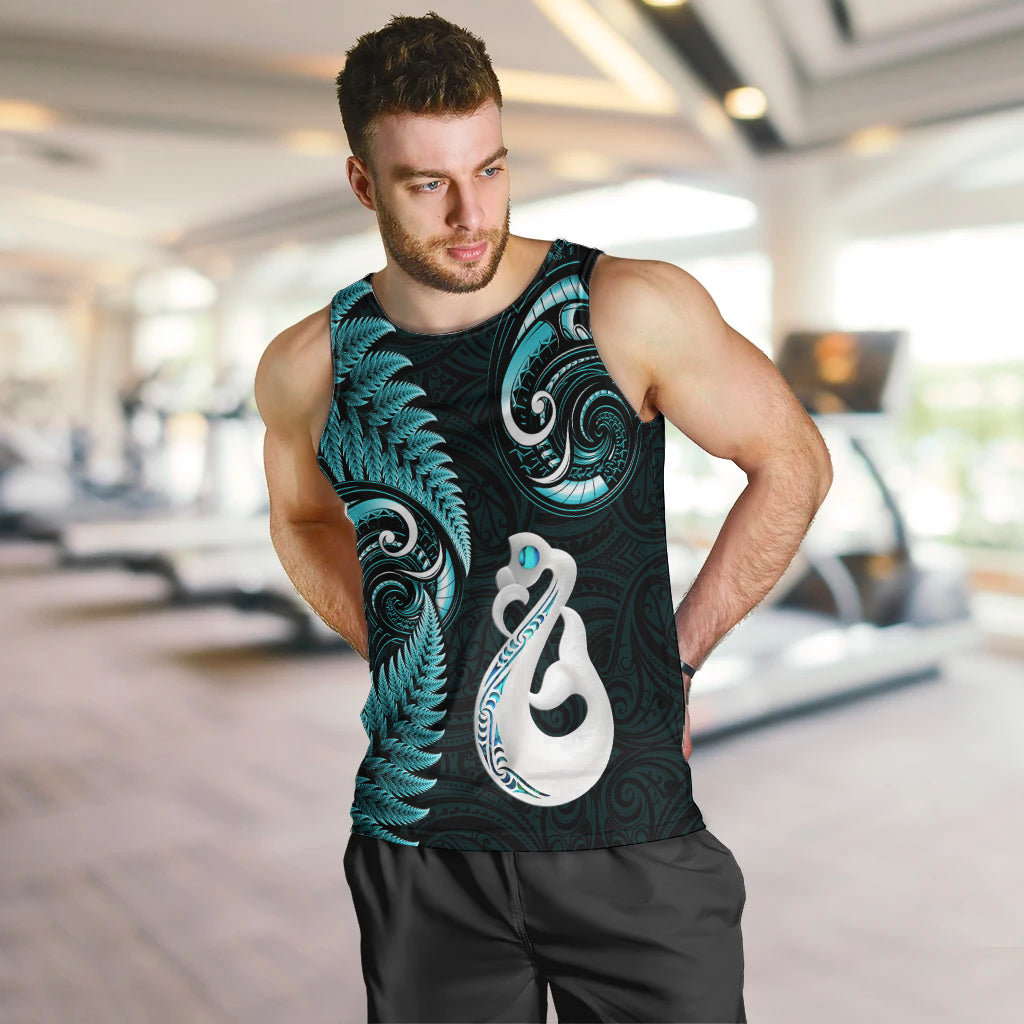 personalised-new-zealand-men-tank-top-aotearoa-silver-fern-with-manaia-maori-unique-turquoise