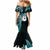 Personalised New Zealand Mermaid Dress Aotearoa Silver Fern With Manaia Maori Unique Turquoise - Wonder Print Shop
