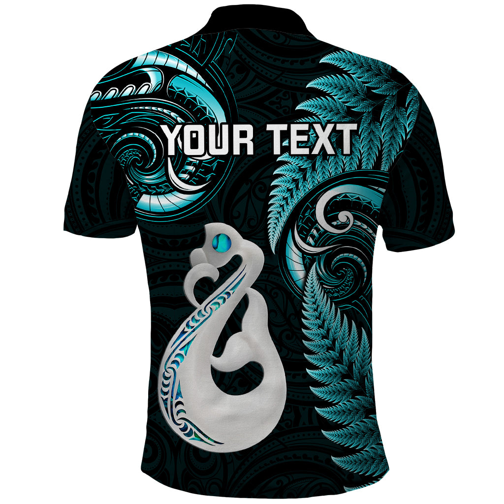Personalised New Zealand Polo Shirt Aotearoa Silver Fern With Manaia Maori Unique Turquoise - Wonder Print Shop