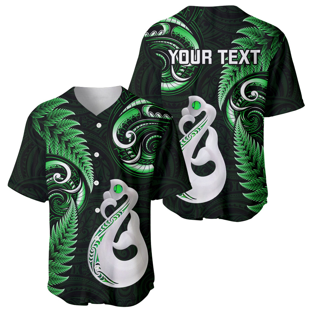 Personalised New Zealand Baseball Jersey Aotearoa Silver Fern With Manaia Maori Unique Green - Wonder Print Shop