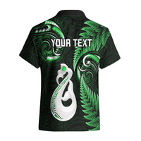 Personalised New Zealand Hawaiian Shirt Aotearoa Silver Fern With Manaia Maori Unique Green - Wonder Print Shop