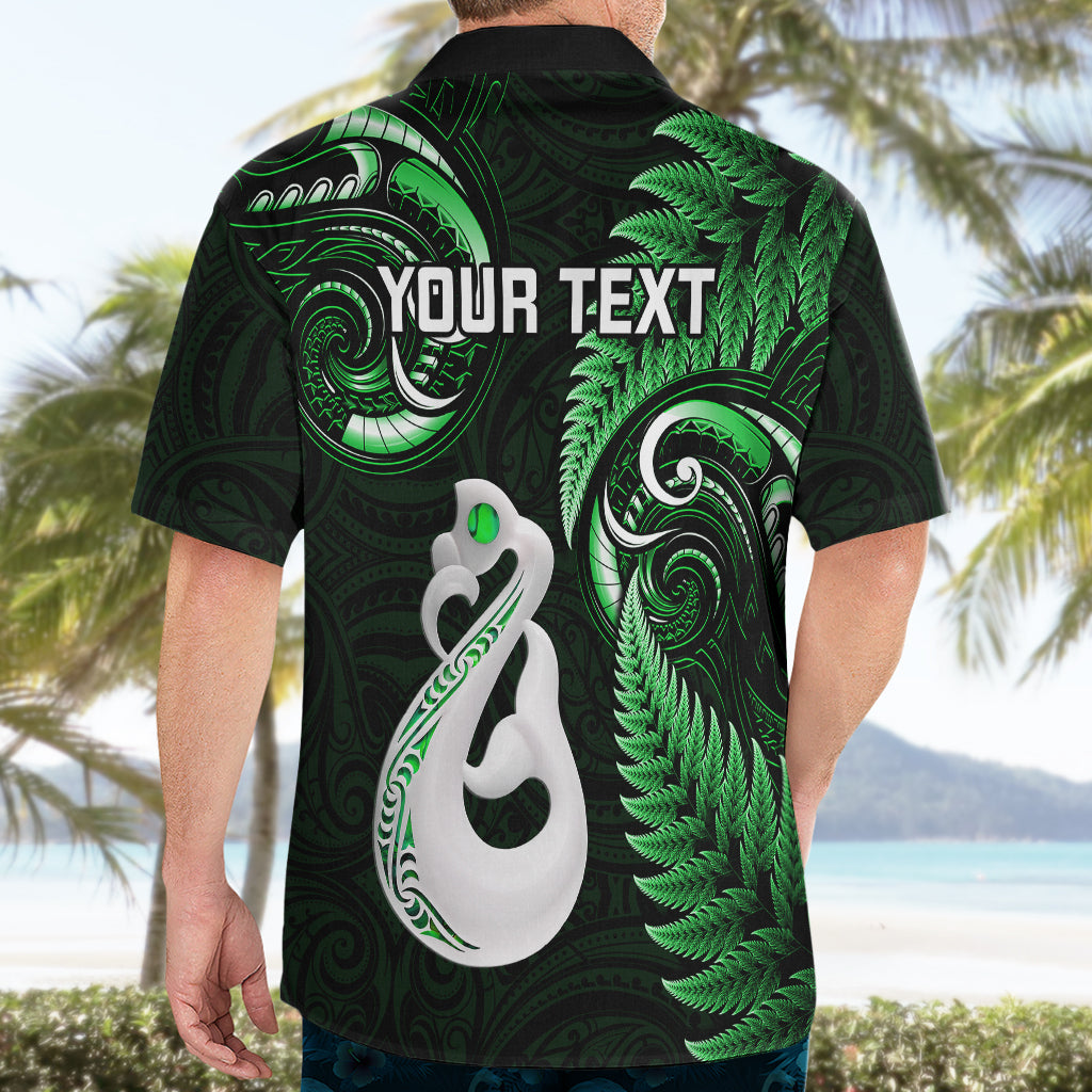 Personalised New Zealand Hawaiian Shirt Aotearoa Silver Fern With Manaia Maori Unique Green - Wonder Print Shop