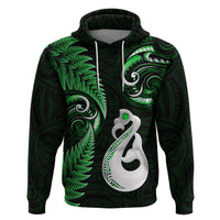 Personalised New Zealand Hoodie Aotearoa Silver Fern With Manaia Maori Unique Green - Wonder Print Shop