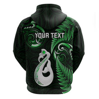 Personalised New Zealand Hoodie Aotearoa Silver Fern With Manaia Maori Unique Green - Wonder Print Shop