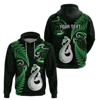 Personalised New Zealand Hoodie Aotearoa Silver Fern With Manaia Maori Unique Green - Wonder Print Shop