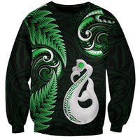 Personalised New Zealand Sweatshirt Aotearoa Silver Fern With Manaia Maori Unique Green - Wonder Print Shop