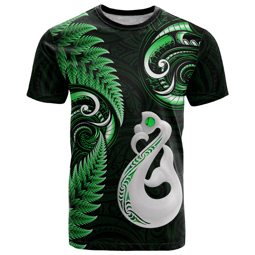 Personalised New Zealand T Shirt Aotearoa Silver Fern With Manaia Maori Unique Green - Wonder Print Shop
