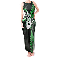 Personalised New Zealand Tank Maxi Dress Aotearoa Silver Fern With Manaia Maori Unique Green - Wonder Print Shop