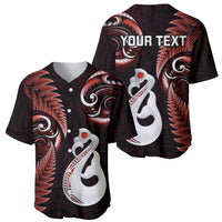 Personalised New Zealand Baseball Jersey Aotearoa Silver Fern With Manaia Maori Unique Red - Wonder Print Shop