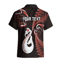 Personalised New Zealand Hawaiian Shirt Aotearoa Silver Fern With Manaia Maori Unique Red - Wonder Print Shop