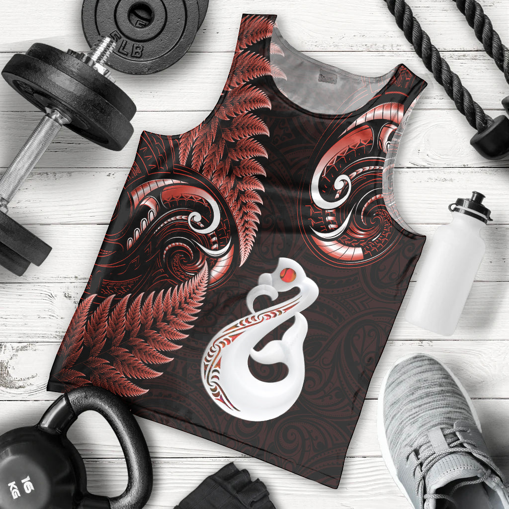 personalised-new-zealand-men-tank-top-aotearoa-silver-fern-with-manaia-maori-unique-red