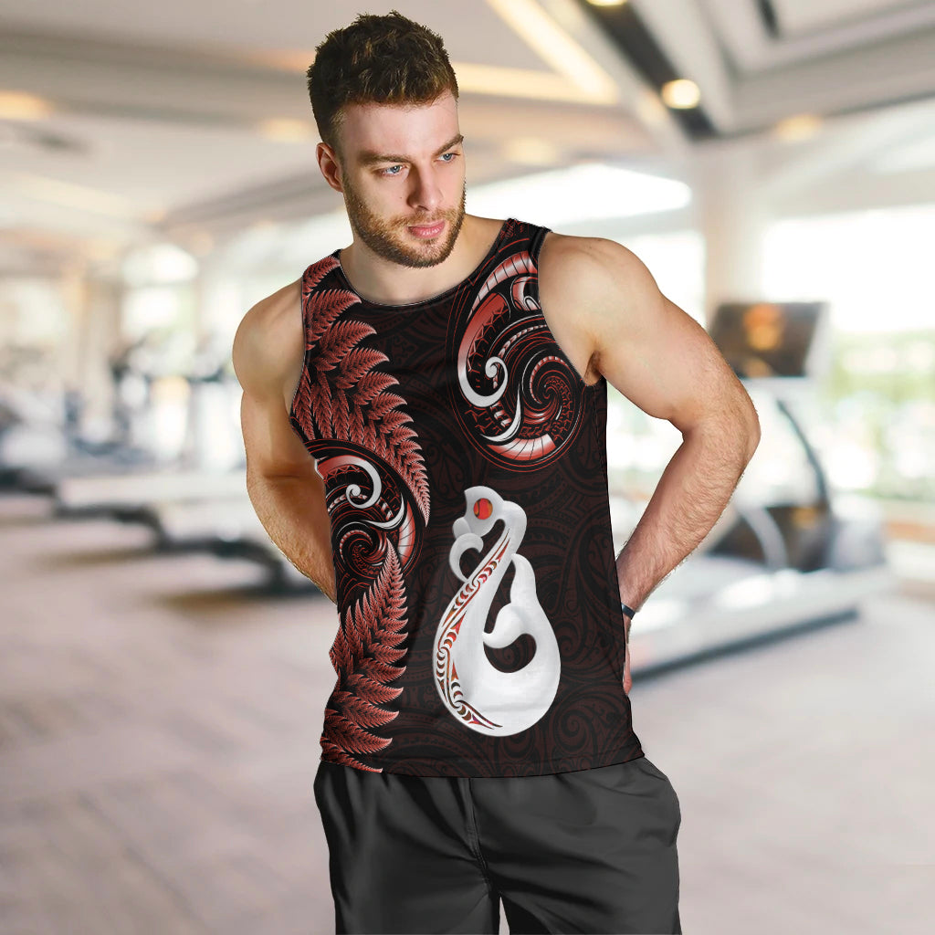personalised-new-zealand-men-tank-top-aotearoa-silver-fern-with-manaia-maori-unique-red