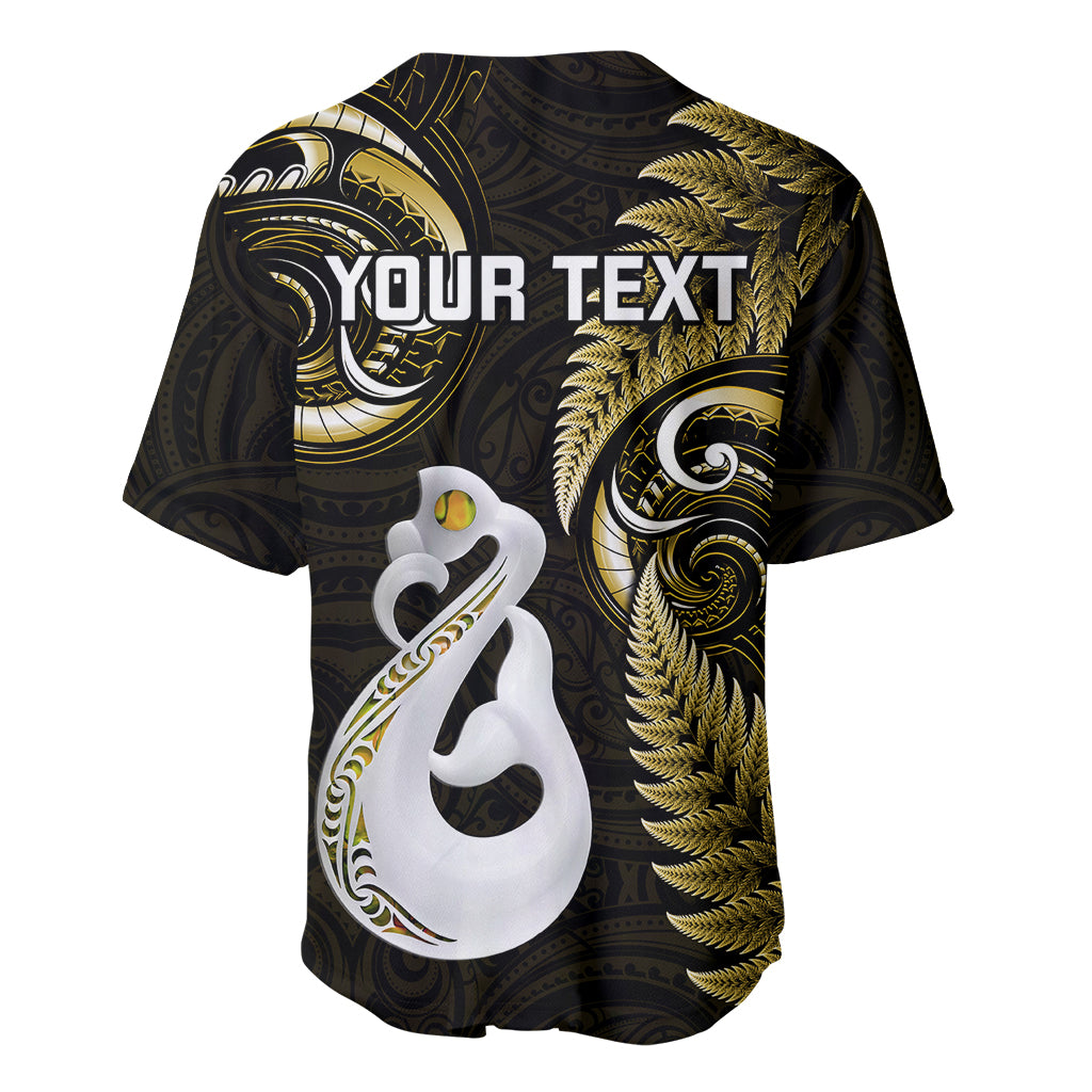 Personalised New Zealand Baseball Jersey Aotearoa Silver Fern With Manaia Maori Unique Gold - Wonder Print Shop