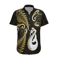 Personalised New Zealand Hawaiian Shirt Aotearoa Silver Fern With Manaia Maori Unique Gold - Wonder Print Shop