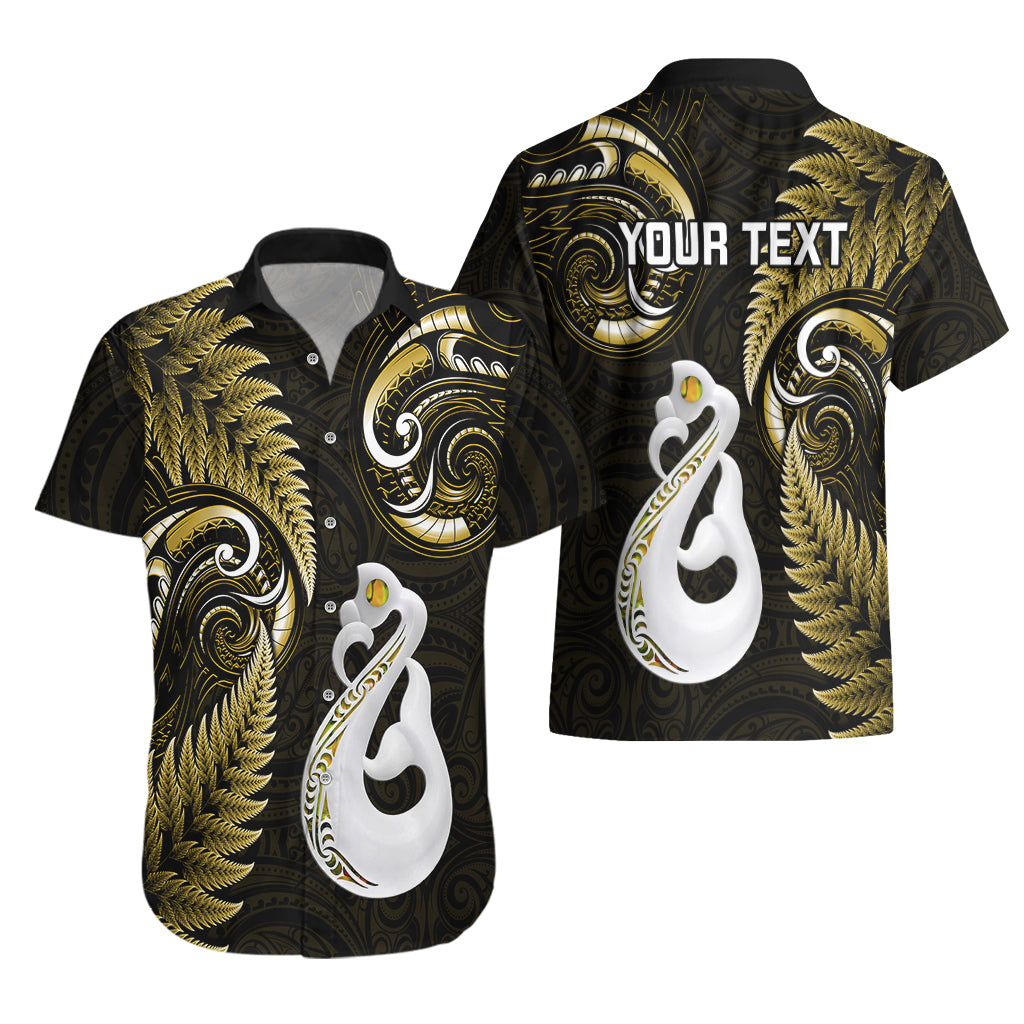 Personalised New Zealand Hawaiian Shirt Aotearoa Silver Fern With Manaia Maori Unique Gold - Wonder Print Shop