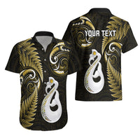 Personalised New Zealand Hawaiian Shirt Aotearoa Silver Fern With Manaia Maori Unique Gold - Wonder Print Shop