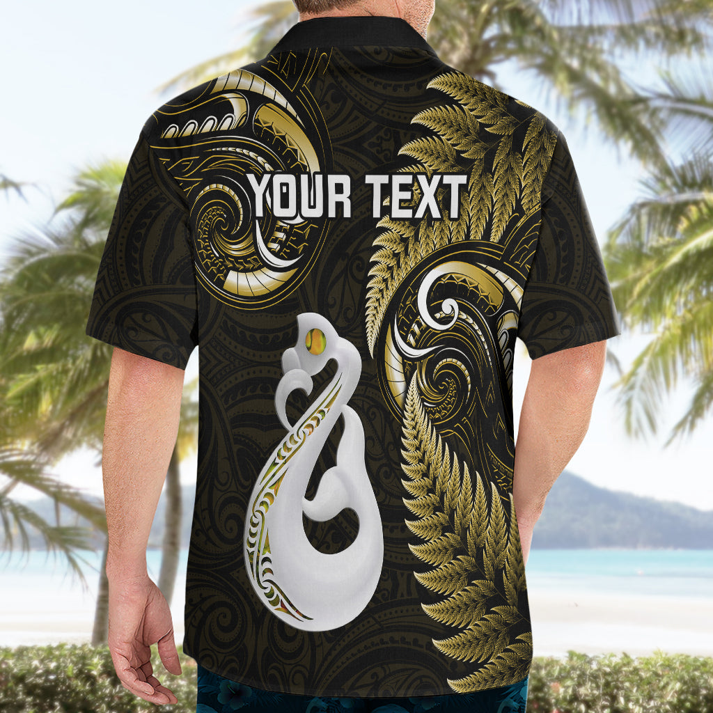 Personalised New Zealand Hawaiian Shirt Aotearoa Silver Fern With Manaia Maori Unique Gold - Wonder Print Shop