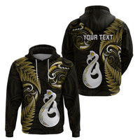 Personalised New Zealand Hoodie Aotearoa Silver Fern With Manaia Maori Unique Gold - Wonder Print Shop
