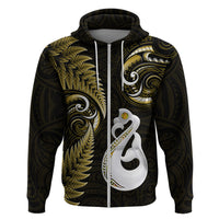 Personalised New Zealand Hoodie Aotearoa Silver Fern With Manaia Maori Unique Gold - Wonder Print Shop