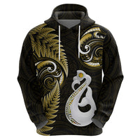 Personalised New Zealand Hoodie Aotearoa Silver Fern With Manaia Maori Unique Gold - Wonder Print Shop