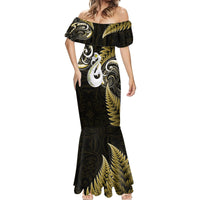 Personalised New Zealand Mermaid Dress Aotearoa Silver Fern With Manaia Maori Unique Gold - Wonder Print Shop