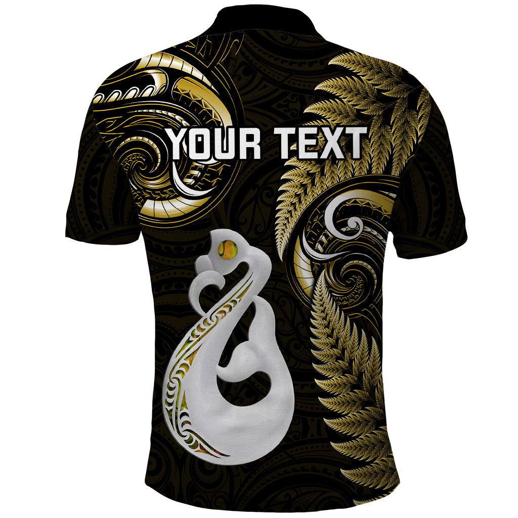 Personalised New Zealand Polo Shirt Aotearoa Silver Fern With Manaia Maori Unique Gold - Wonder Print Shop