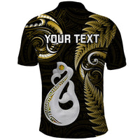 Personalised New Zealand Polo Shirt Aotearoa Silver Fern With Manaia Maori Unique Gold - Wonder Print Shop