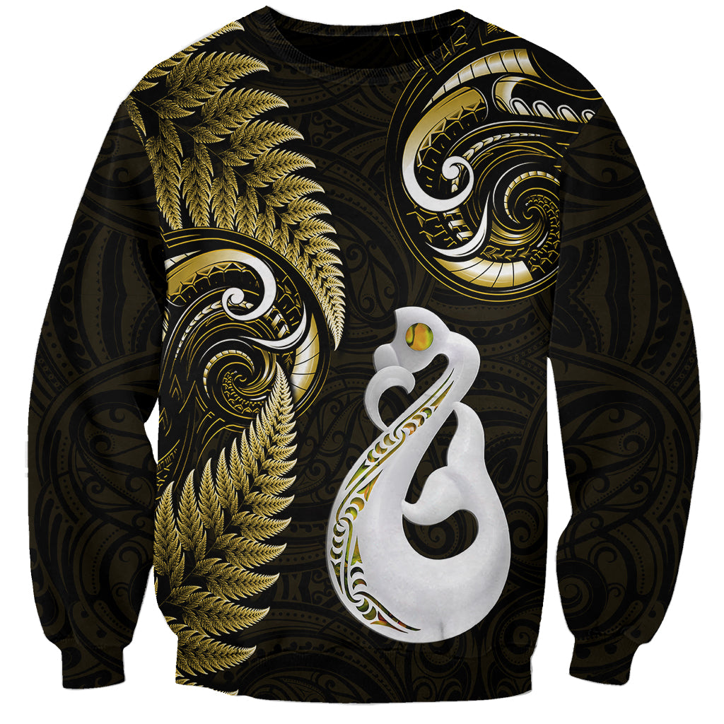 Personalised New Zealand Sweatshirt Aotearoa Silver Fern With Manaia Maori Unique Gold - Wonder Print Shop