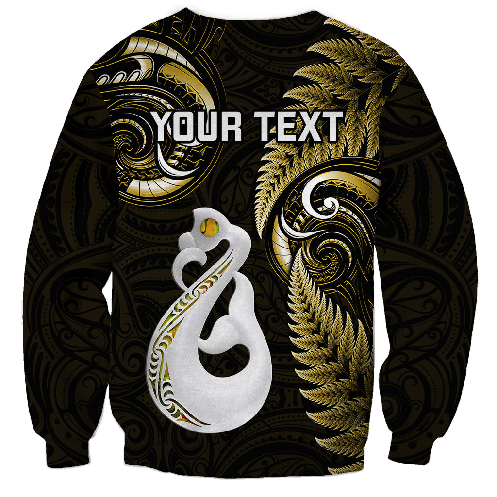 Personalised New Zealand Sweatshirt Aotearoa Silver Fern With Manaia Maori Unique Gold - Wonder Print Shop